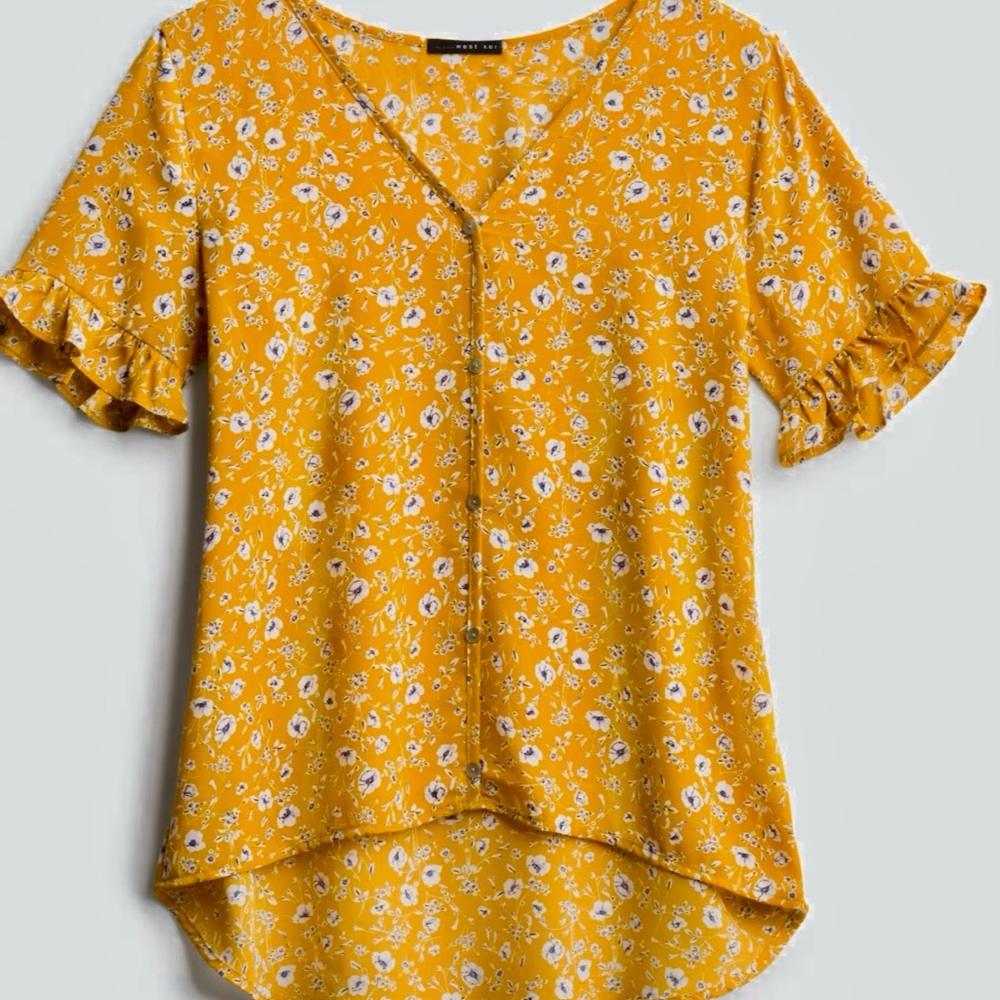 West Kei Clabon Ruffle Sleeve Blouse